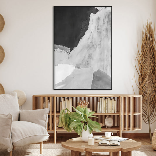 Elegant Gray and White Abstract Oil Painting for Modern Home Decor