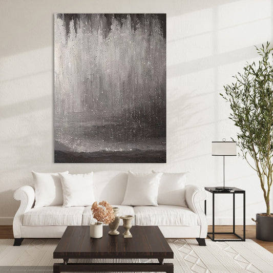 Elegant Abstract Gray Landscape Oil Painting for Modern Home Decor