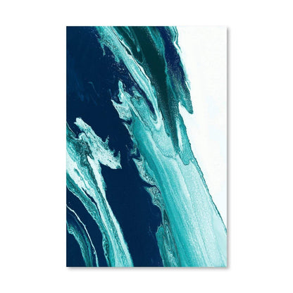 Stunning Ocean Waves Abstract Oil Painting in Green and Blue Tones