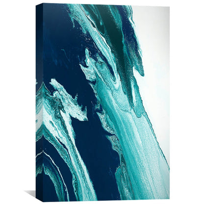 Stunning Ocean Waves Abstract Oil Painting in Green and Blue Tones