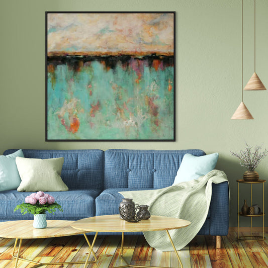 Serene Green Landscape Oil Painting for Tranquil Home Decor