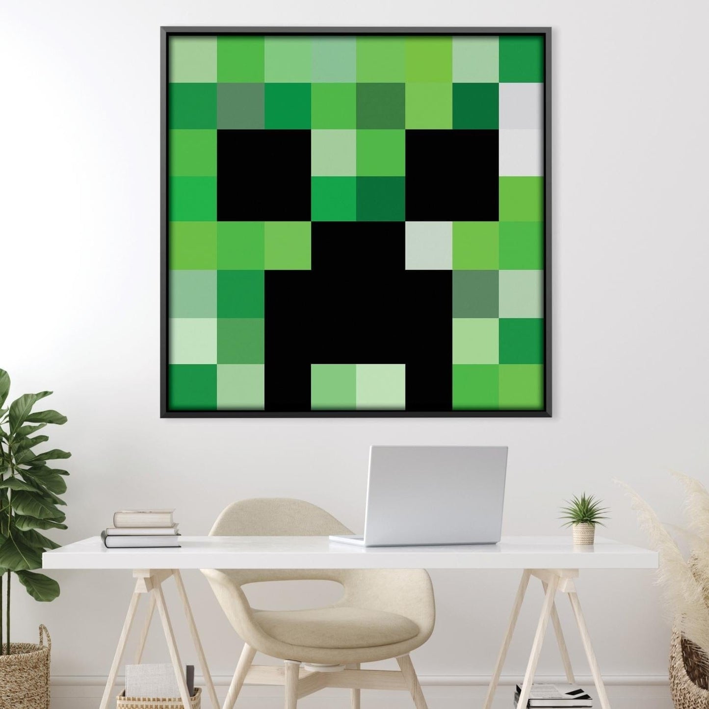 Vibrant Green Pixel Art Canvas for Modern Home Decor