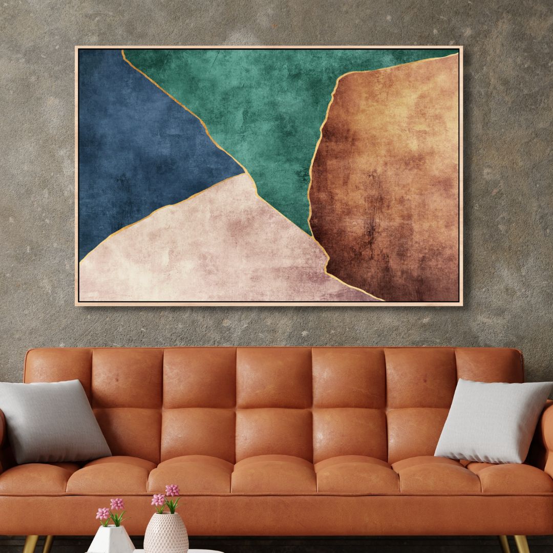 Abstract Green and Blue Oil Painting - Modern Canvas Wall Art for Unique Decor