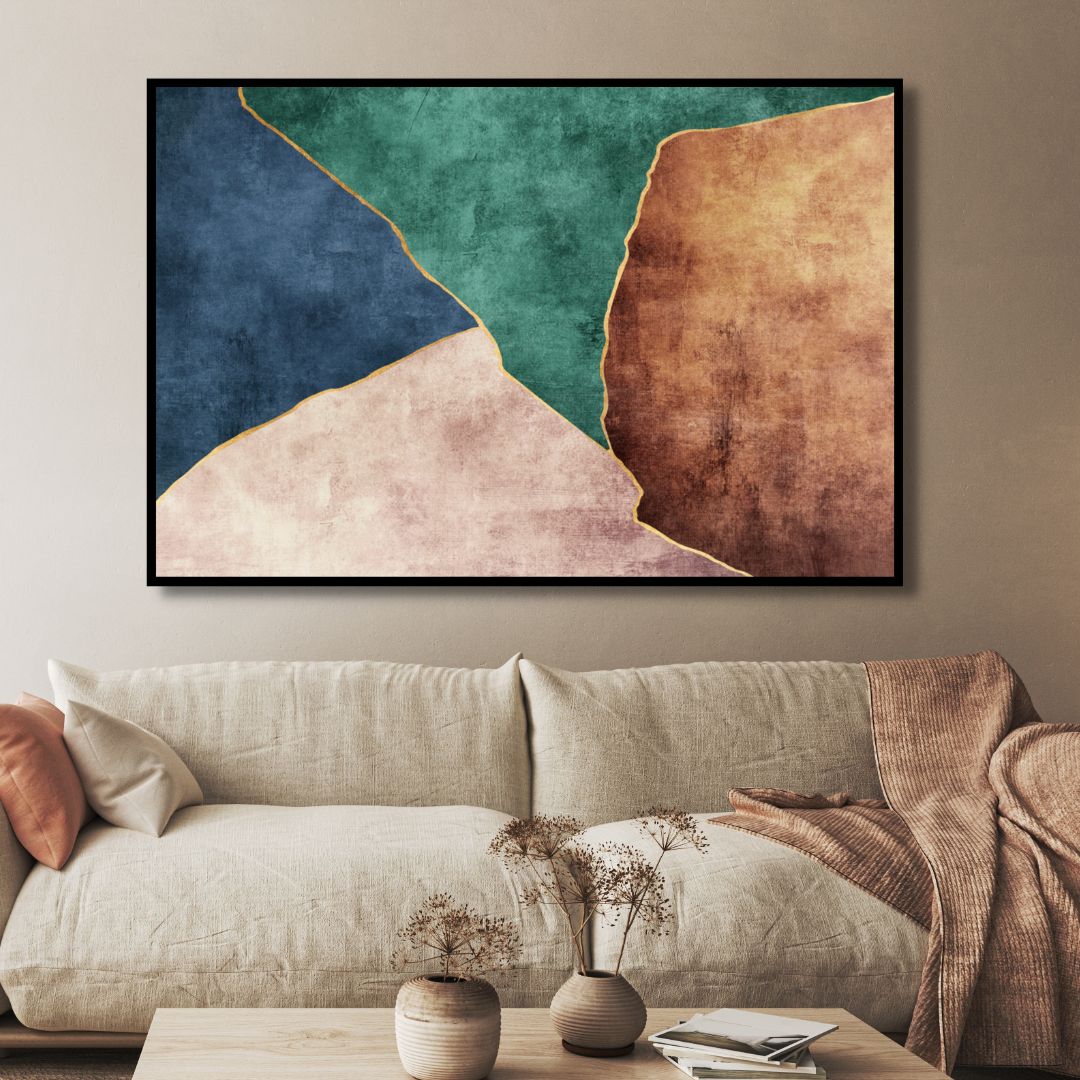 Abstract Green and Blue Oil Painting - Modern Canvas Wall Art for Unique Decor