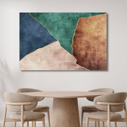 Abstract Green and Blue Oil Painting - Modern Canvas Wall Art for Unique Decor