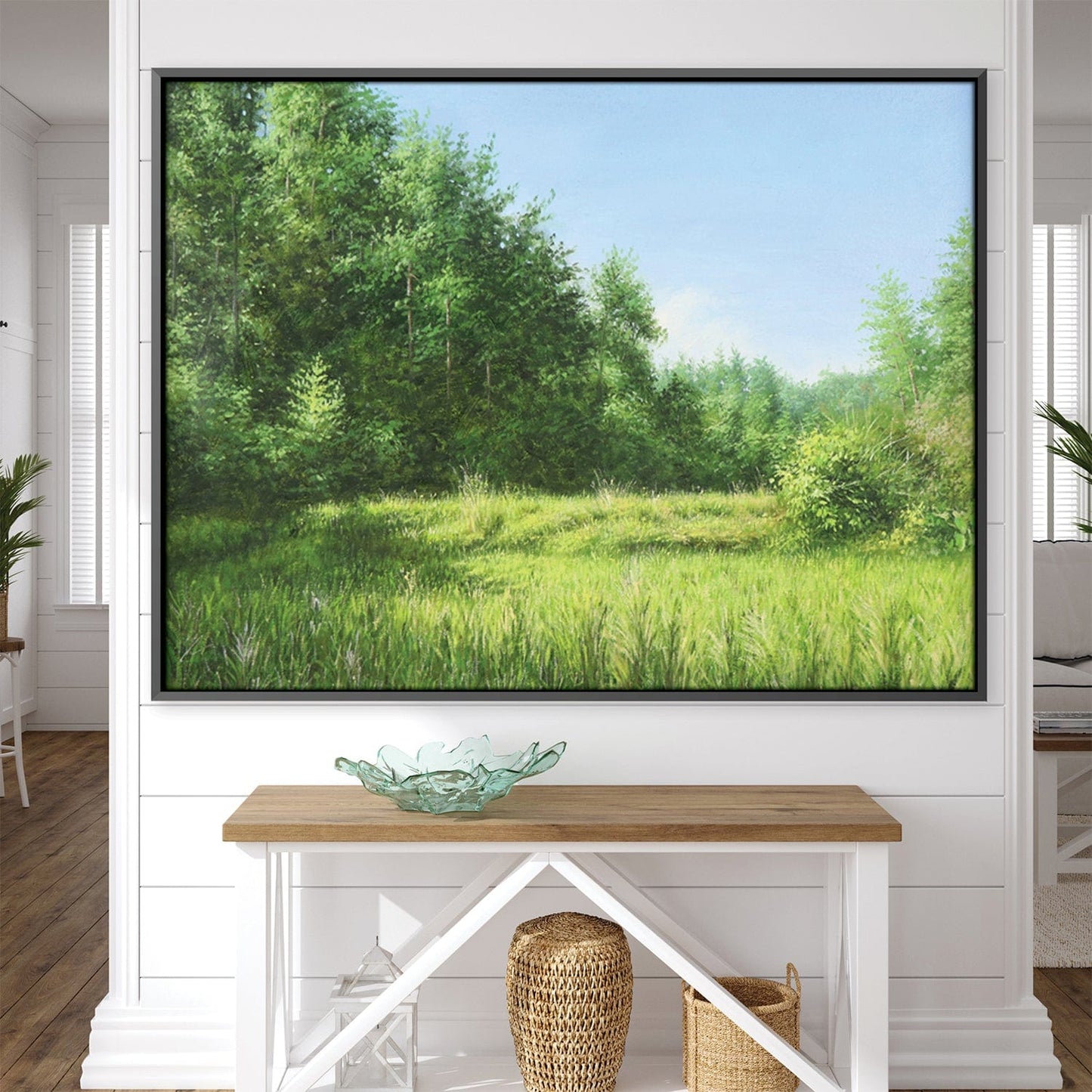 Serene Green Meadows Oil Painting for Natural Landscape Decor