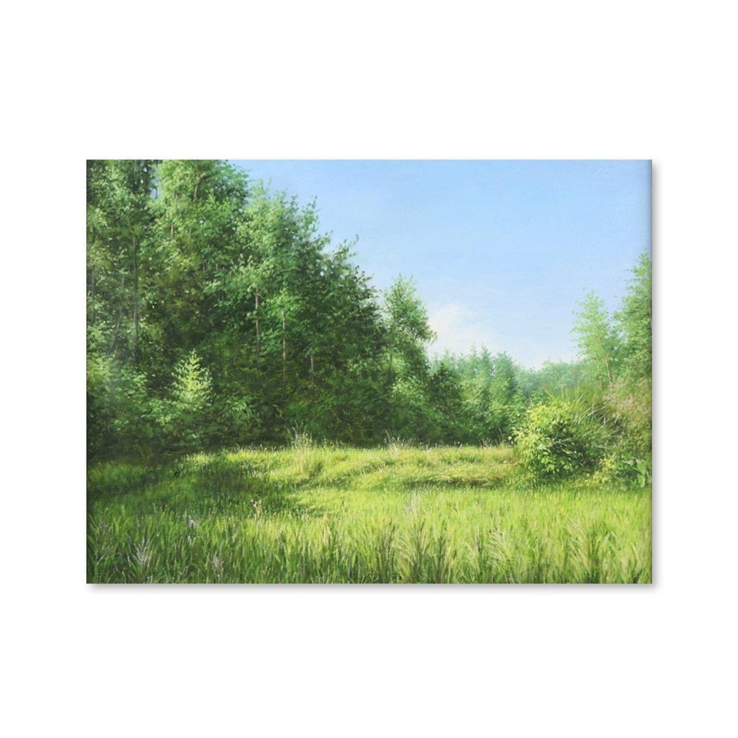 Serene Green Meadows Oil Painting for Natural Landscape Decor