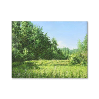 Serene Green Meadows Oil Painting for Natural Landscape Decor