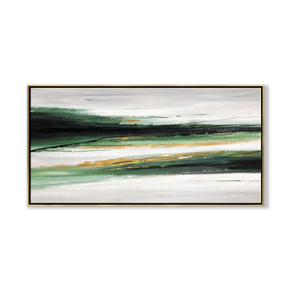 Serene Green Landscape Abstract Oil Painting for Modern Home Decor