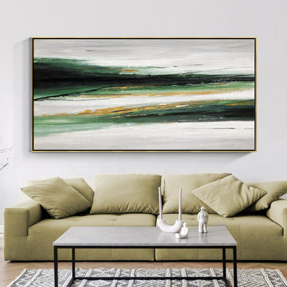 Serene Green Landscape Abstract Oil Painting for Modern Home Decor