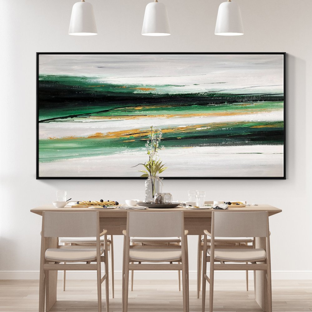 Serene Green Landscape Abstract Oil Painting for Modern Home Decor