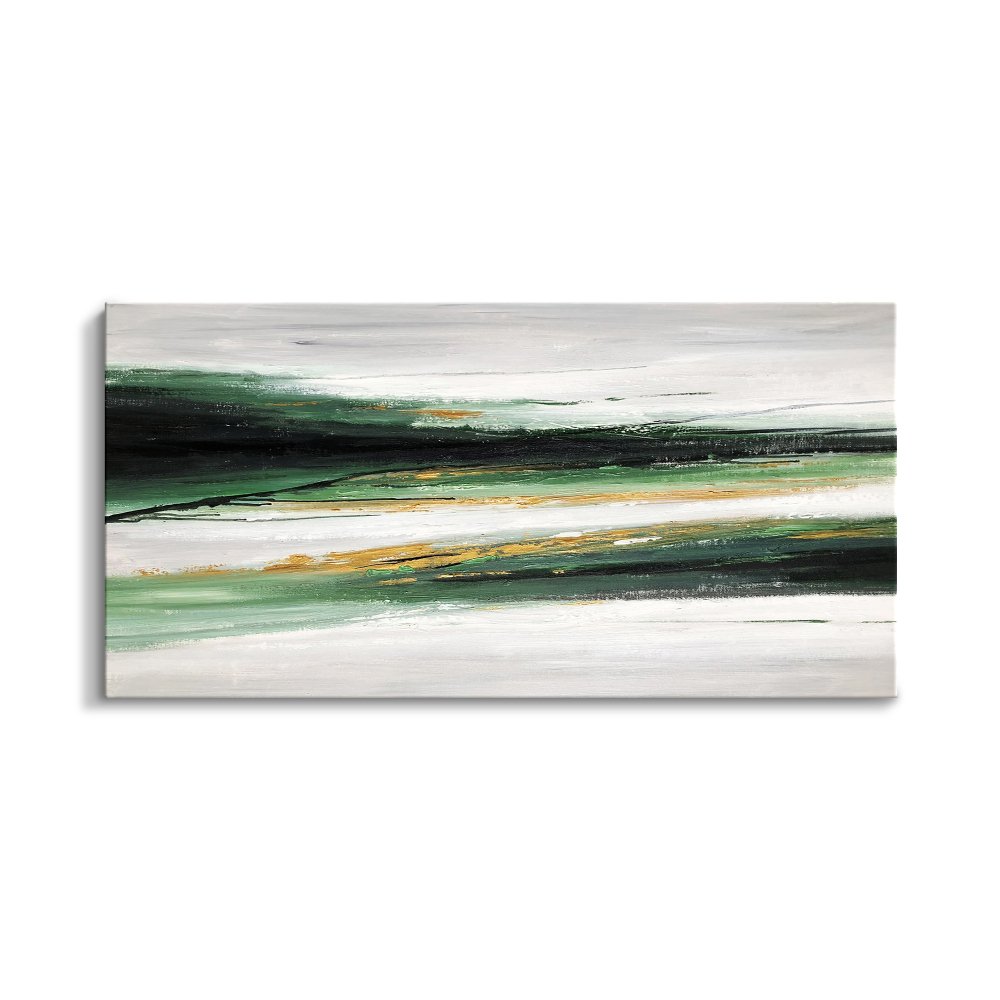 Serene Green Landscape Abstract Oil Painting for Modern Home Decor