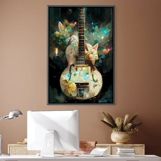 Floral Gretsch Guitar Oil Painting for Music and Art Lovers