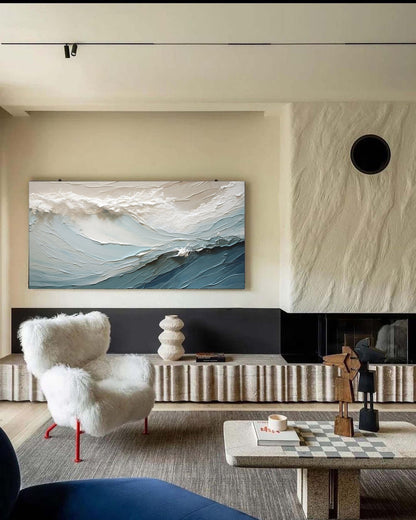 Serene Ocean Waves Oil Painting for Tranquil Home Decor and Relaxing Spaces