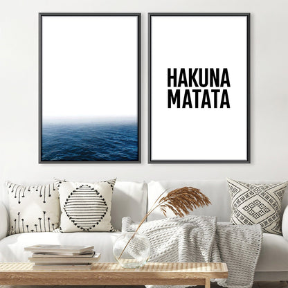 Serene Ocean Waves Canvas Art - Inspirational Hakuna Matata Quote