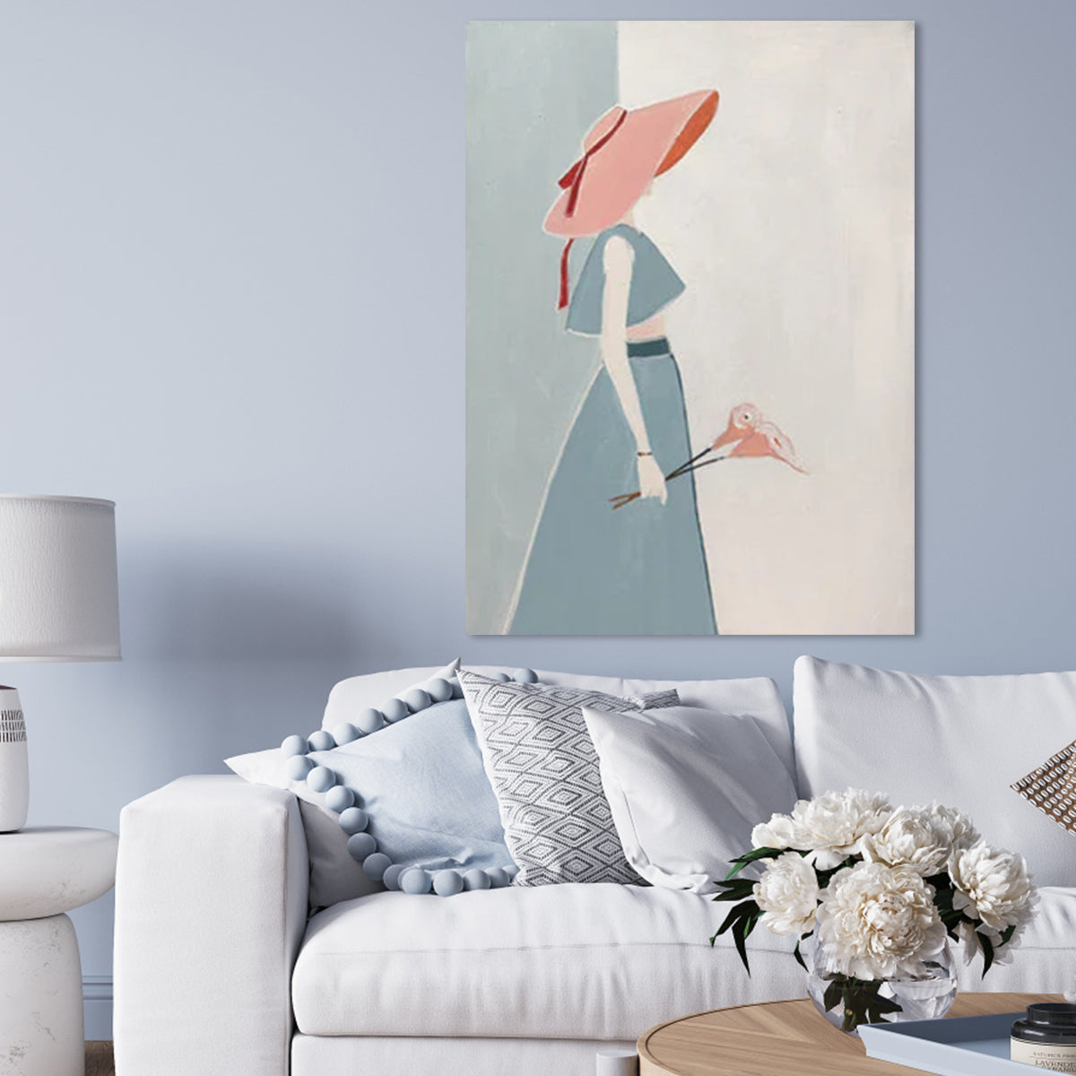 Elegant Woman in Hat - Contemporary Oil Painting for Modern Home Décor