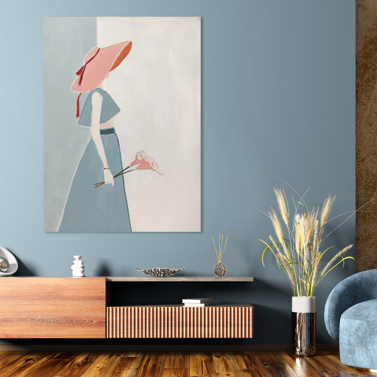 Elegant Woman in Hat - Contemporary Oil Painting for Modern Home Décor