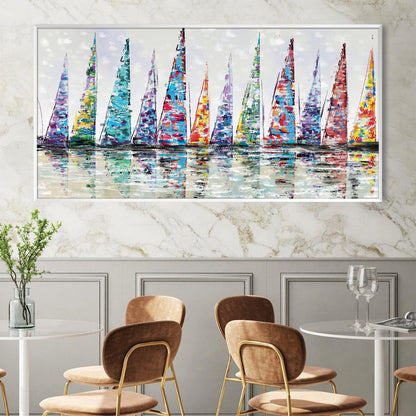 Vibrant Sailing Regatta Oil Painting for Modern Home Decor