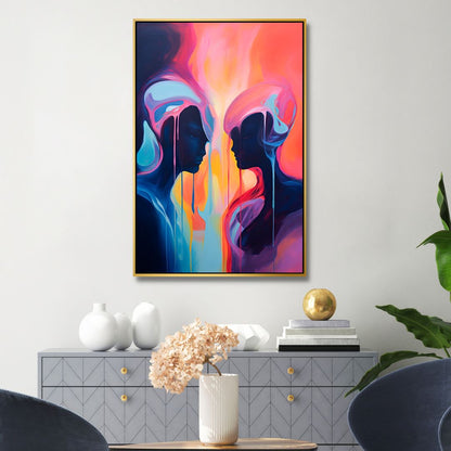 Abstract Oil Painting of Dual Figures in Vibrant Colors for Modern Home Decor