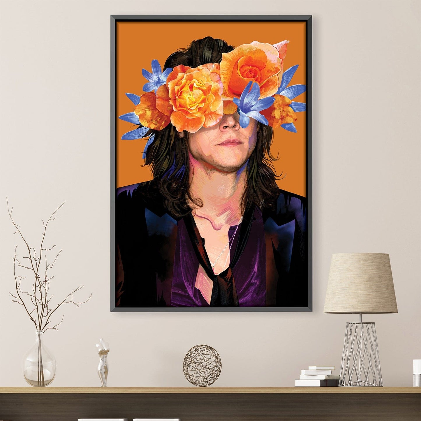 Floral Melody Portrait - Vibrant Oil Painting of Flower-Crowned Figure