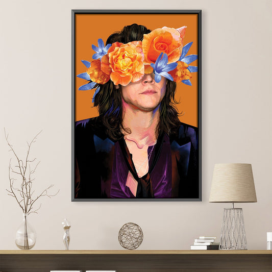 Floral Melody Portrait - Vibrant Oil Painting of Flower-Crowned Figure