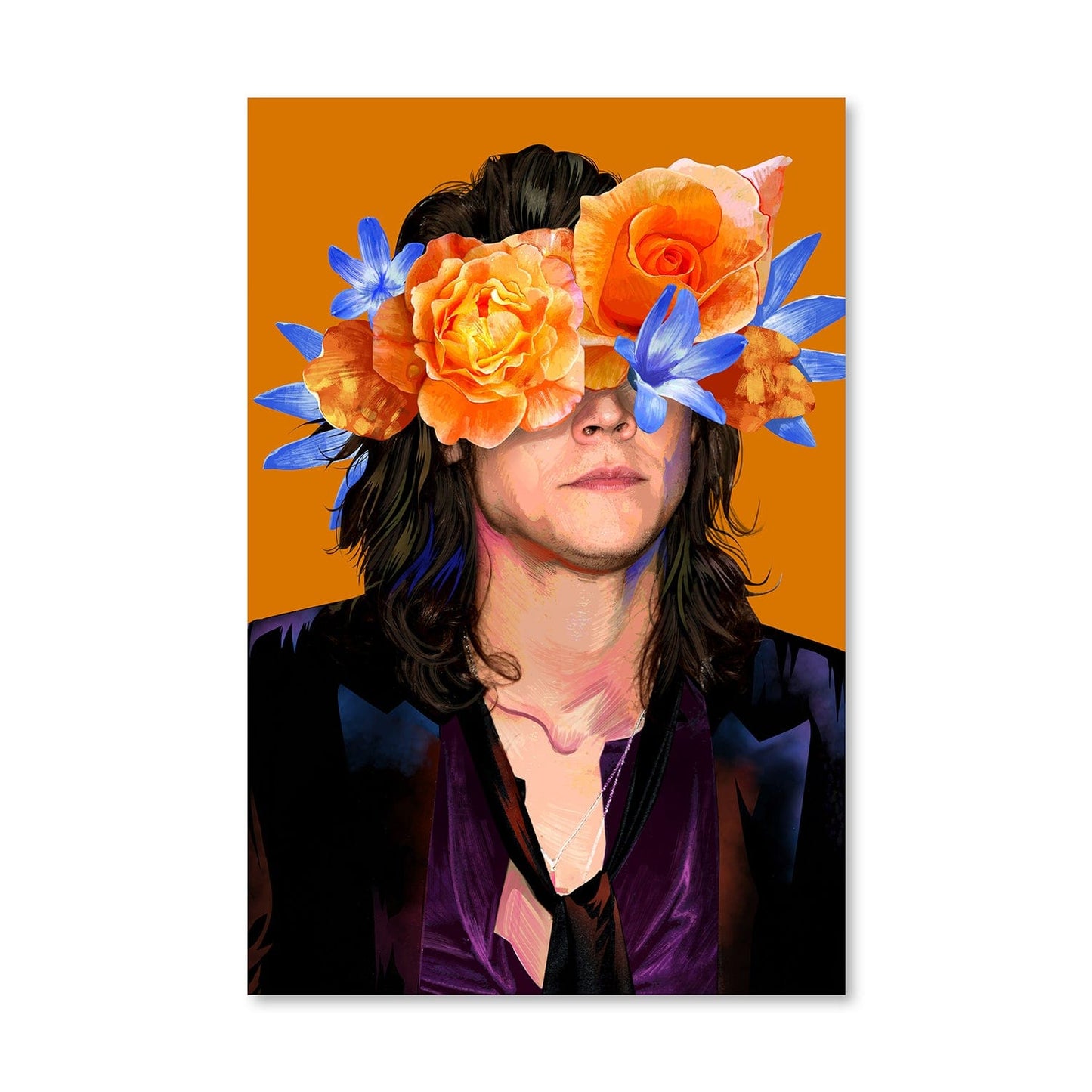 Floral Melody Portrait - Vibrant Oil Painting of Flower-Crowned Figure