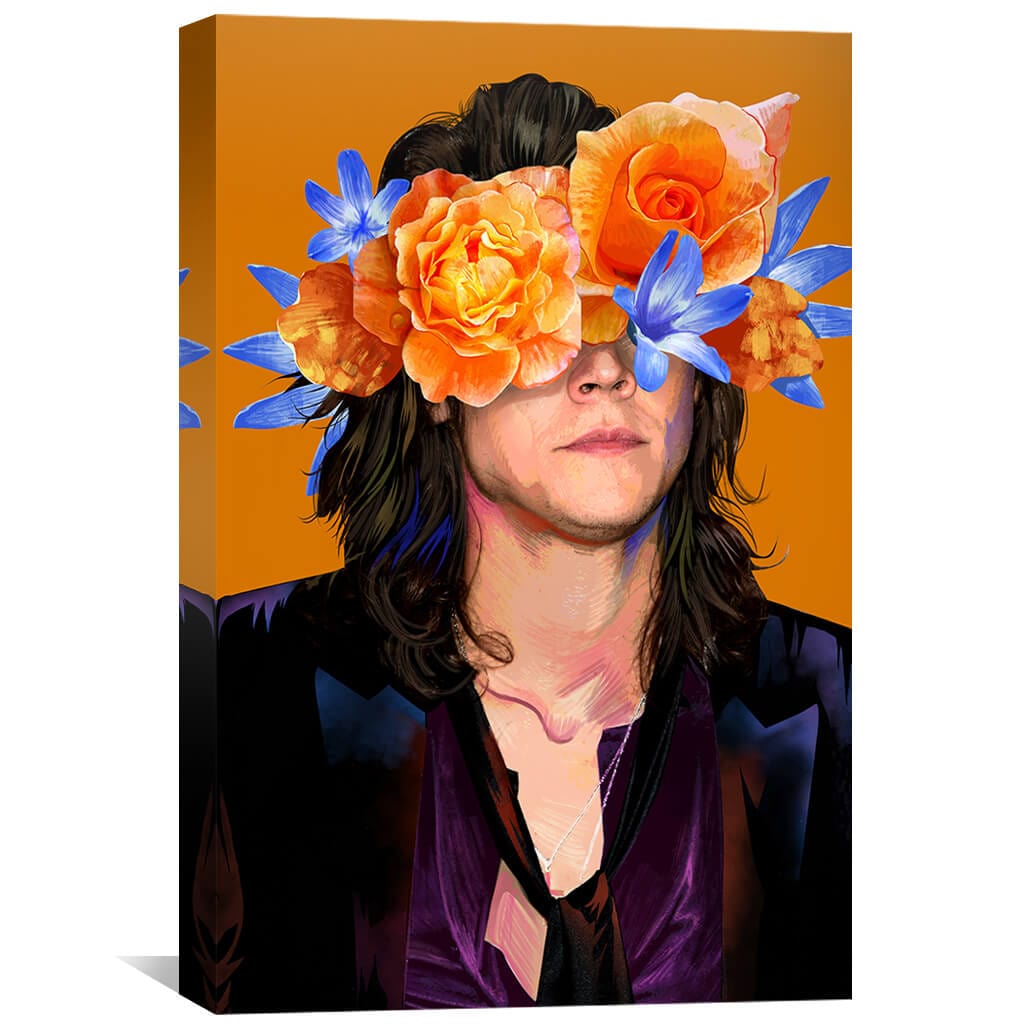 Floral Melody Portrait - Vibrant Oil Painting of Flower-Crowned Figure