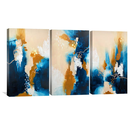 Abstract Oil Painting of Autumn Hues and Tranquil Reflections for Modern Decor