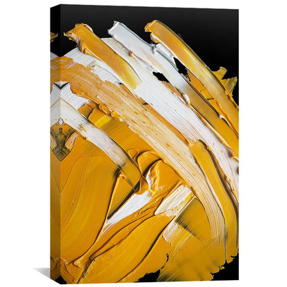 Vibrant Abstract Yellow and White Oil Painting for Contemporary Home Decor