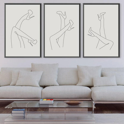 Elegant High Heels Art: Modern Minimalist Line Drawing for Stylish Home Decor