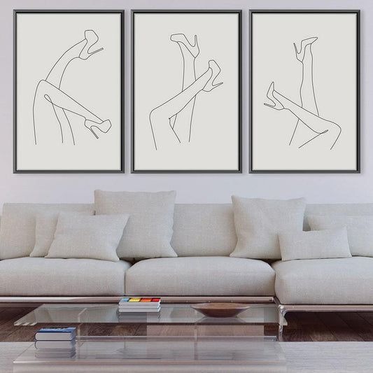Elegant High Heels Art: Modern Minimalist Line Drawing for Stylish Home Decor