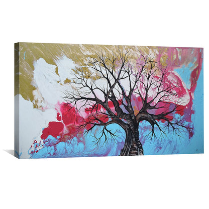 Vibrant Tree of Life Oil Painting - Modern Abstract Art for Home Decor