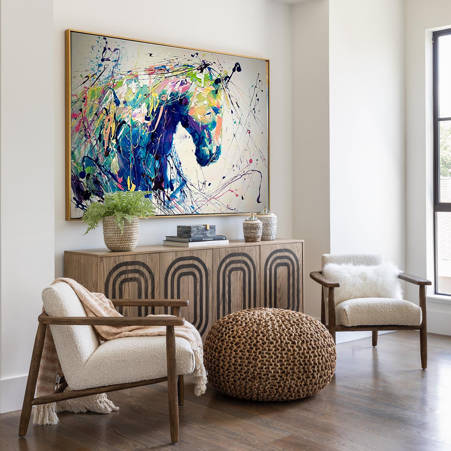 Vibrant Horse Oil Painting – Abstract Animal Art for Home Decor