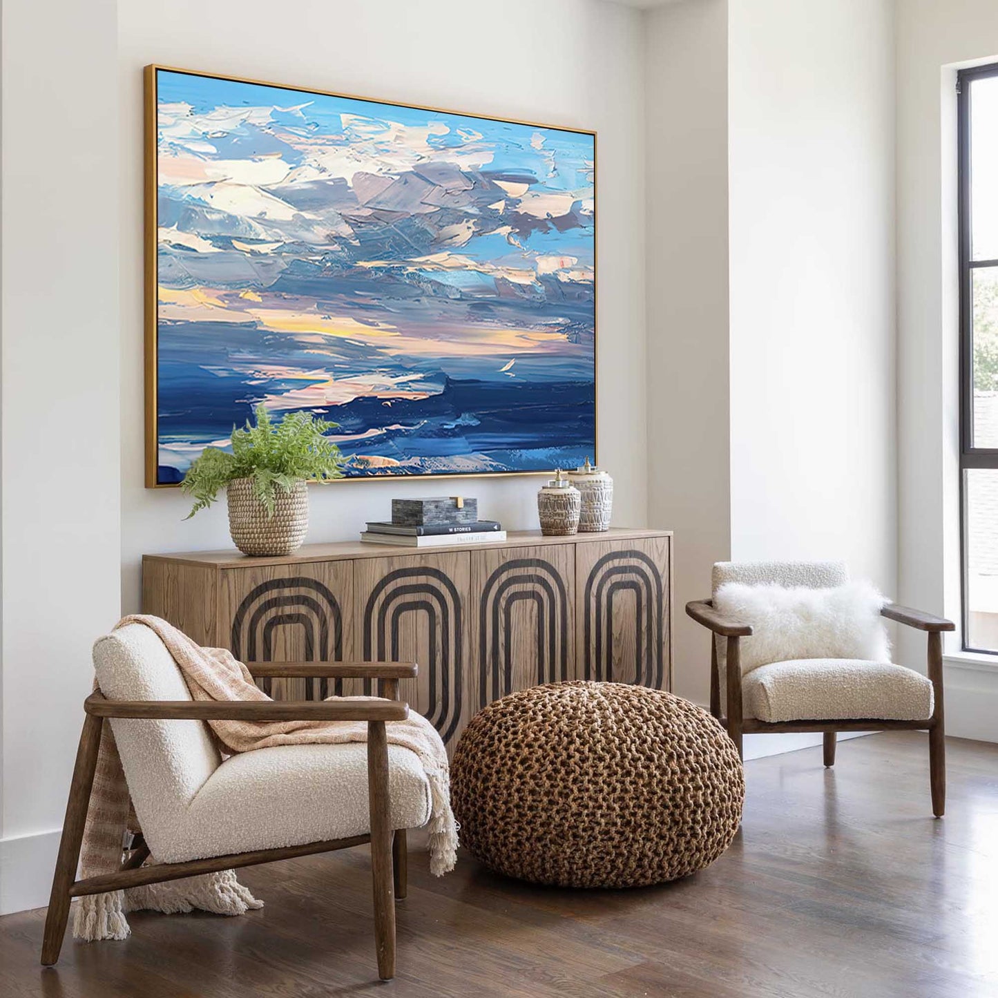 Serene Ocean Sky Oil Painting - Vibrant Coastal Landscape Art