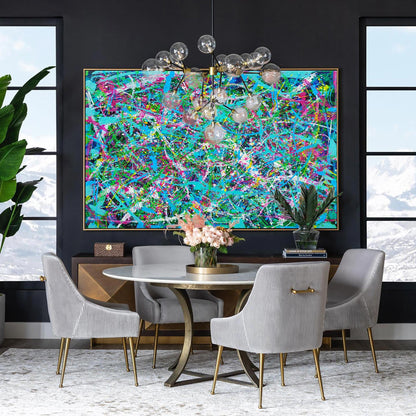 Vibrant Blue Abstract Oil Painting for Modern Living Room Decor