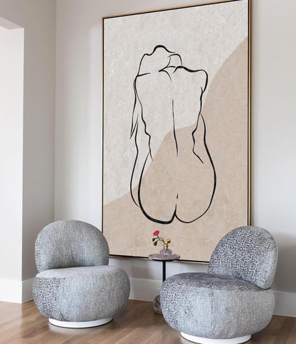 Elegant Beige Minimalist Abstract Oil Painting for Modern Home D√©cor