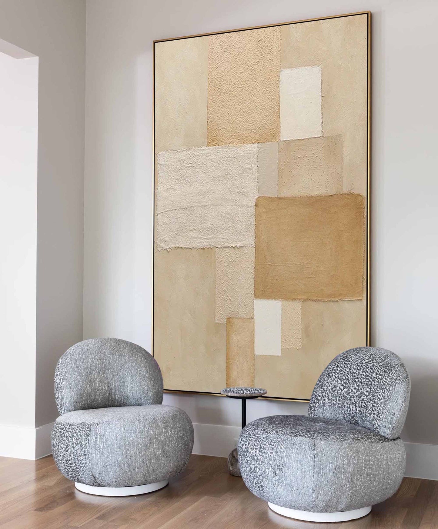 Modern Abstract Geometric Oil Painting for Contemporary Home Decor