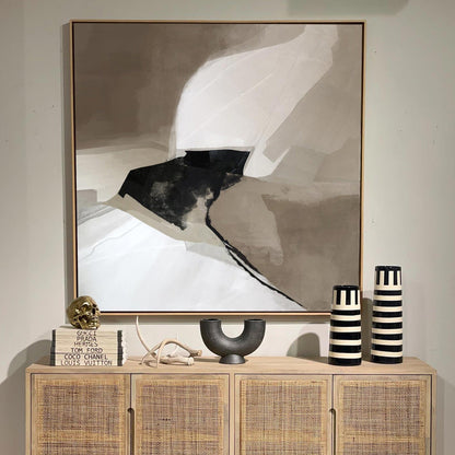 Contemporary Black and White Abstract Oil Painting for Modern Home Decor