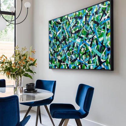 Vibrant Green Abstract Oil Painting for Modern Home Decor