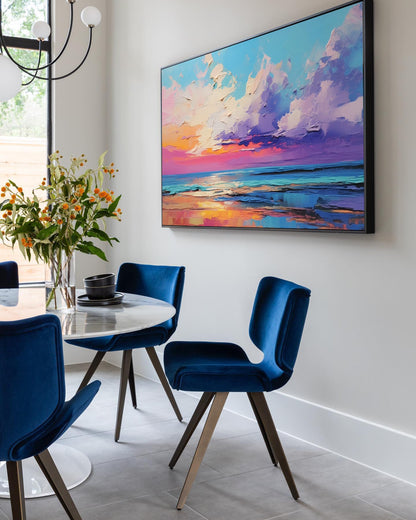 Vibrant Sunrise Ocean Landscape Oil Painting for Home Decoration