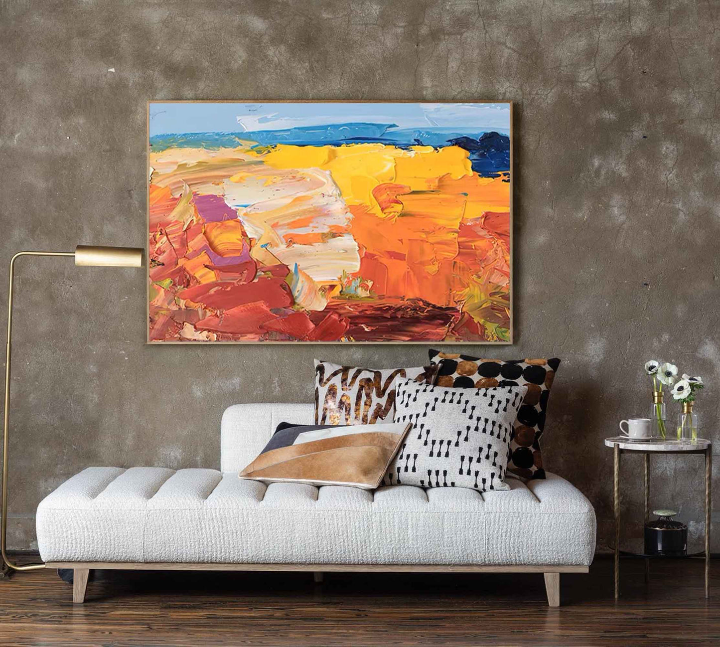 Vibrant Abstract Landscape Oil Painting for Modern Home Decor