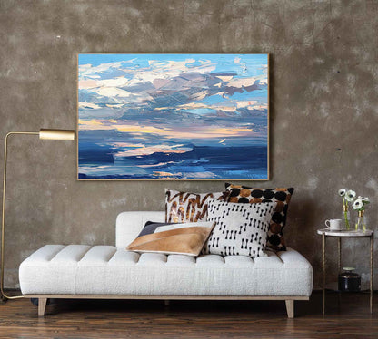 Serene Ocean Sky Oil Painting - Vibrant Coastal Landscape Art