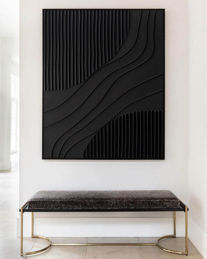 Elegant Black Minimalist Abstract Oil Painting for Modern Home Decor