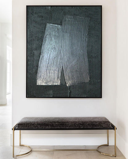 Sleek Black Minimalist Oil Painting for Modern Home Decor and Artistic Expression