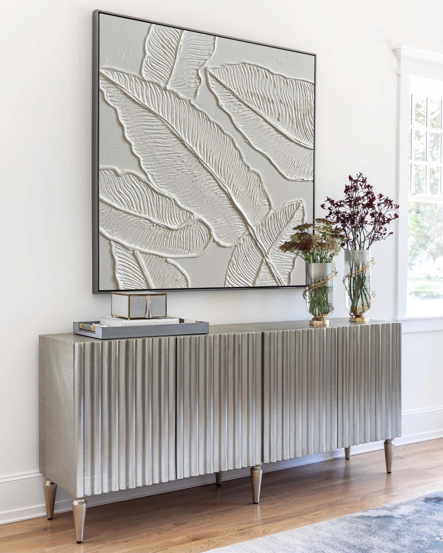 Textured Leaf Oil Painting for Modern Home Decor - Artistic Wall Art Design