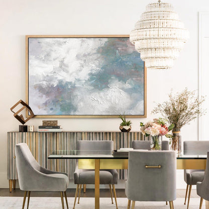 Serene Blue Abstract Landscape Painting for Modern Home Decor