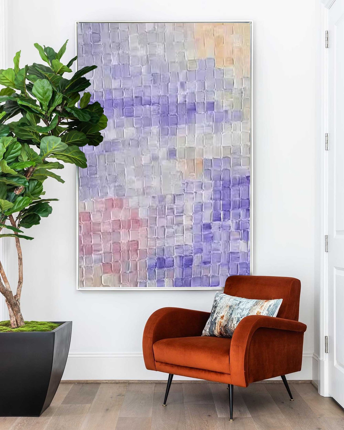 Serene Abstract Oil Painting in Soft Lavender and Pastel Hues for Modern Decor