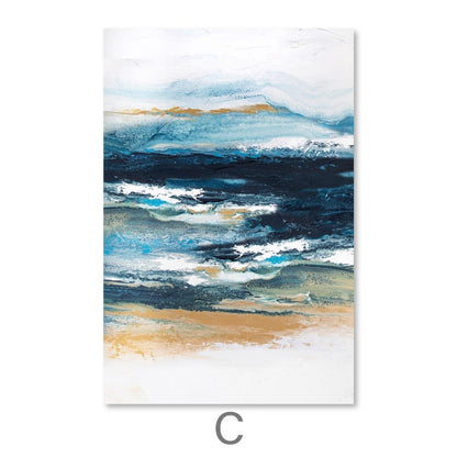 Serene Coastal Horizon Abstract Oil Painting for Modern Home Decor