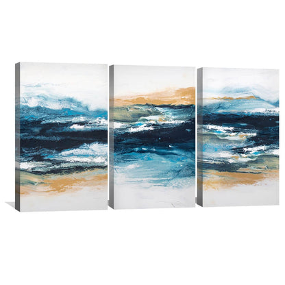 Serene Coastal Horizon Abstract Oil Painting for Modern Home Decor