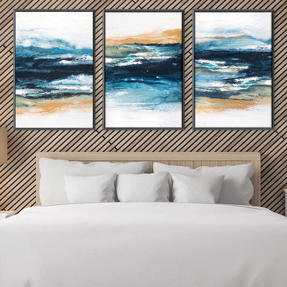 Serene Coastal Horizon Abstract Oil Painting for Modern Home Decor